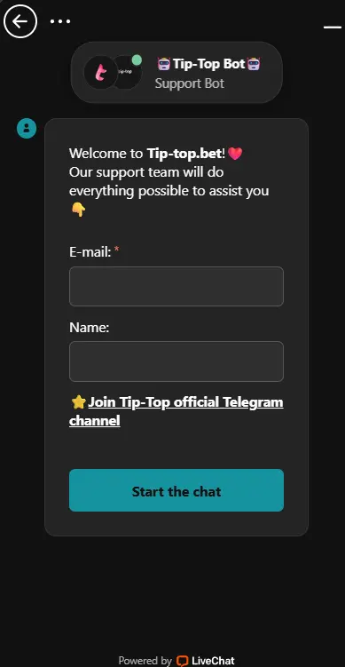 Tip-Top Casino support